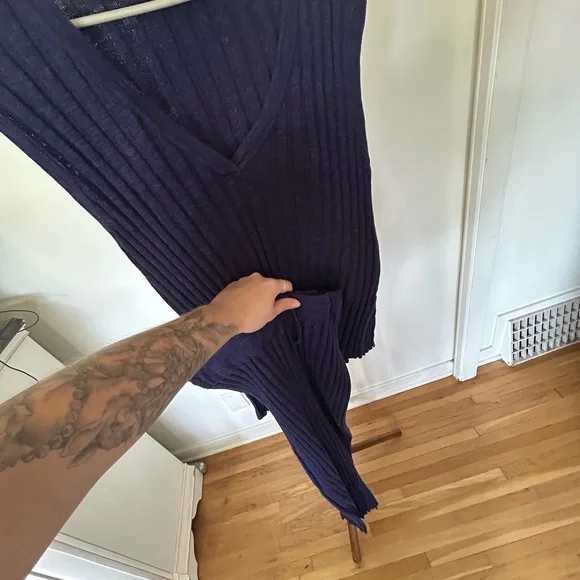 Navy Blue Ribbed Knit Set - Picture 6 of 6